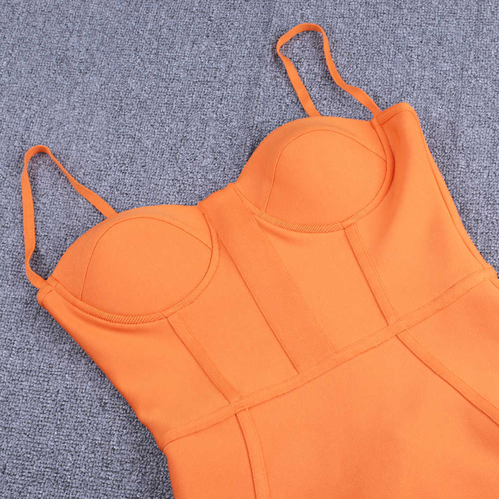 Bandage Dress evening summer women's long maxi bodycon dress ribbed orange red black sexy party dress club birthday outfits 210630