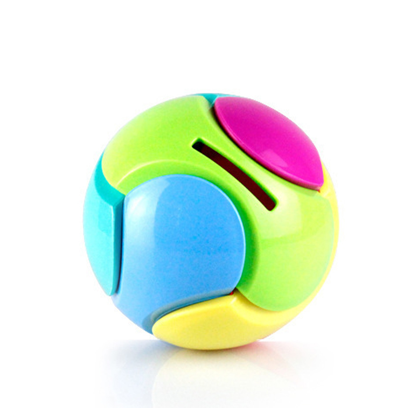 Piggy Bank Plastic Assembly Jigsaw Puzzle Colorful Round Ball Design 3D Puzzle Intellectual Education Toys for Children