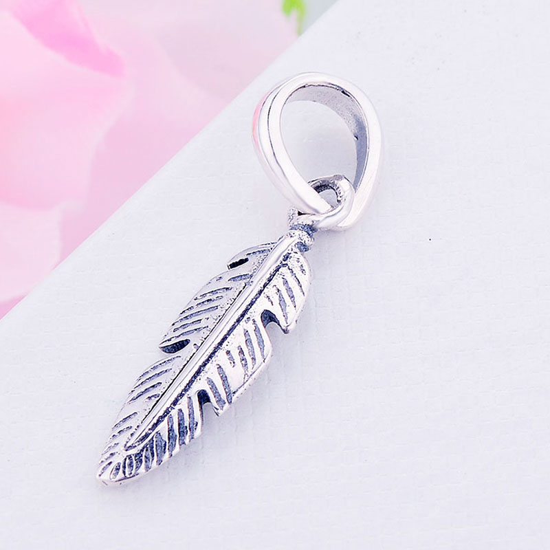 Authentic 925 Silver Gold Color Feather Leaf Bead Fit Original Brand Charm Bracelet Necklace Jewelry For Making Women Berloque