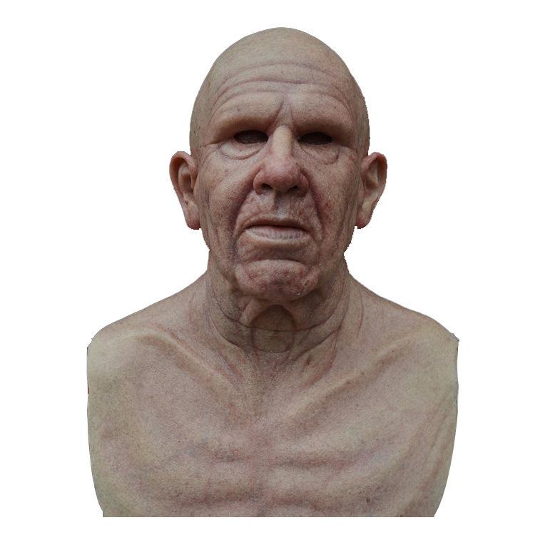 Party Masks Grandfather's Latex Scary Full Head Cosplay For Halloween Wig Old Man Mask Bald Horror Funny