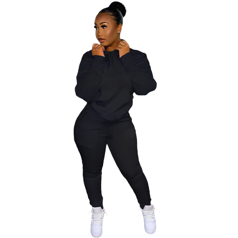 Fall Winter Women Tracksuits 2XL Long Sleeve Sweatsuits Pullover Hoodie Sweatpants Two Piece Set Workout Sportswear Active Wear Solid Outfits Wholesal