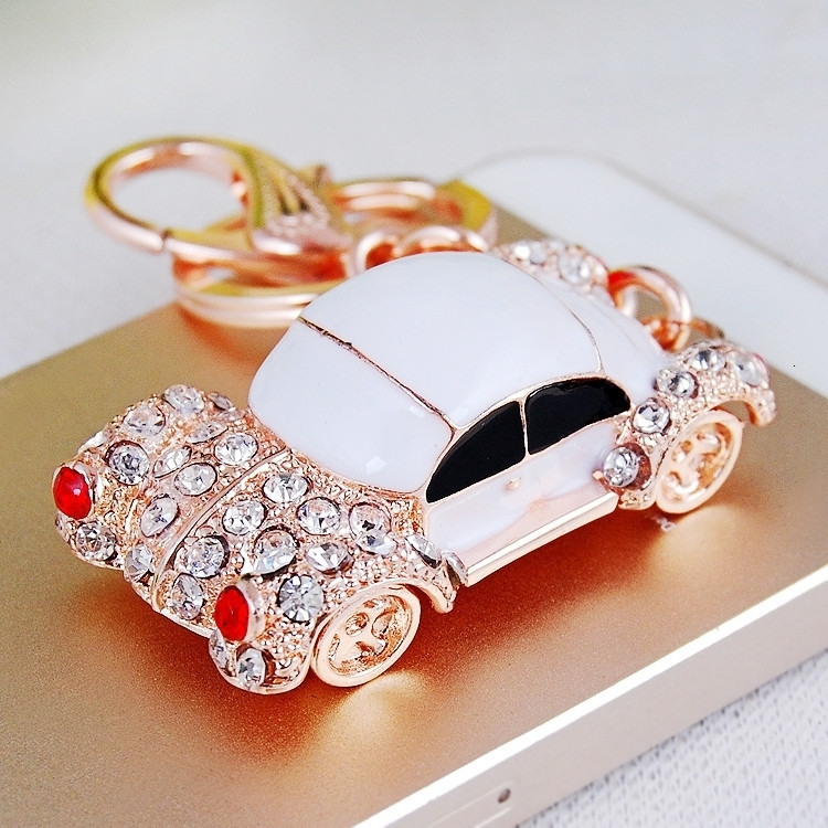 Key Rings Diamond Beetle Car Chain Female Korean Creative Bag Pendant Metal Ring Business Gift