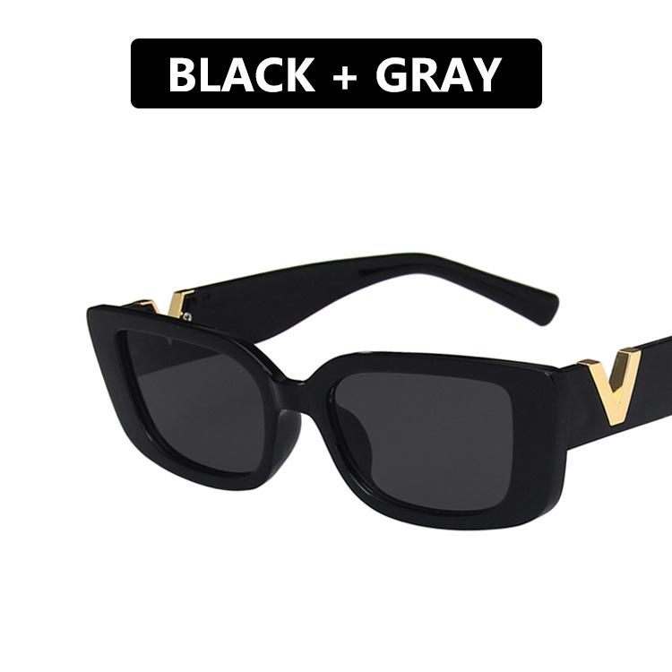 Sunglasses Retro Frame Rectangle For Women Luxury V Sun Glasses Men Fashion Jelly With Metal Hinges UV400Sunglasses