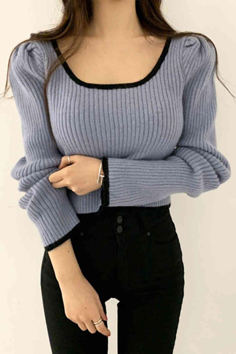 Women Autumn Winter Sweater and Pull Jumpers Square Collar Long Sleeve Soft Warm Solid Korean Chic Knitting Tops 210519