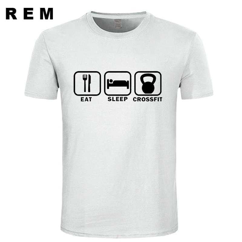 Eat Sleep Crossfit T Shirt Men Summer Short Sleeve Cotton Man Funny T-shirts Tees Top 210629