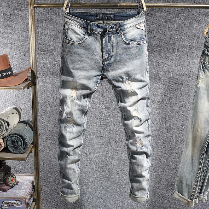 Ly Designer Fashion Men Jeans Retro Light Blue Elastic Slim Fit Ripped Denim Pants High Quality Streetwear Hip Hop Trousers
Ly Designer Fashion Men Jeans Retro Light Blue Elastic Slim Fit Ripped Denim Pants High Quality Streetwear Hip Hop Trousers