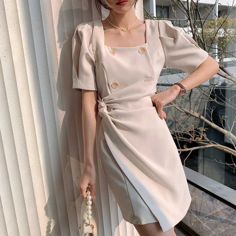 Spring Elegant Women Puff Sleeve Office OL Irregular Dress Korean Double Breasted Square Collar Chic Party Vestidos 210526, Photo color
Spring Elegant Women Puff Sleeve Office OL Irregular Dress Korean Double Breasted Square Collar Chic Party Vestidos 210526, Photo color