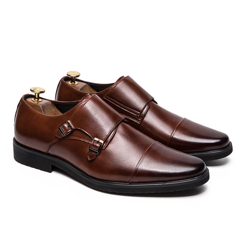 Dress Shoes Size 3848 Mens Double Monk Strap Oxford Leather Square Toe Classic Casual Comfortable Gradual Loafer Brand