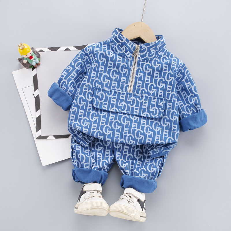 0-5 years Spring Boy Clothing set Casual Fashion Cartoon letter T-shirt+ Pant Kid Children baby toddler boy clothing 210615