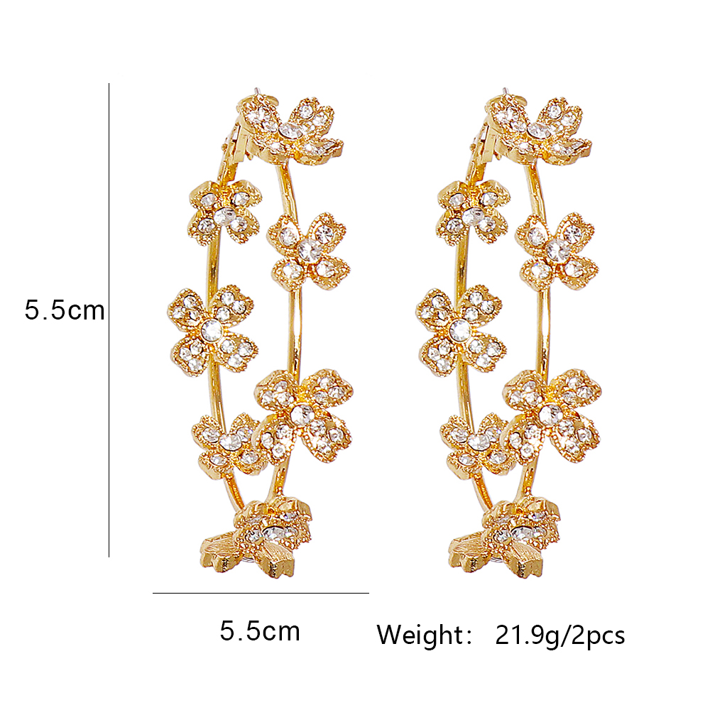 Dangle & Chandelier vTrend Strange Design Geometry Earrings For Women Exquisite Rhinestone Gold Chic Temperament Girl Accessories First Choice