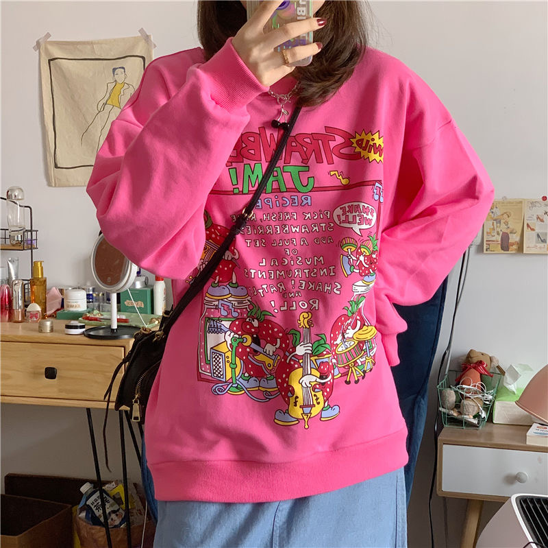 2021 New Harajuku Retro Top Strawberry Print Hoodie Women Loose Streetwear Sweatshirt American Oversized Pullover WGWY37029, Pink
2021 New Harajuku Retro Top Strawberry Print Hoodie Women Loose Streetwear Sweatshirt American Oversized Pullover WGWY37029, Pink