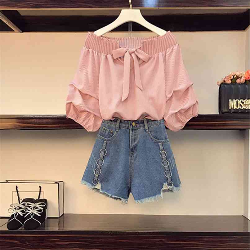 Sexy Off shoulder Striped Tops Two piece Denim Short Sets Women Summer Fold Puff sleeve Blouse With Ferrule Deco Shorts Suit 210602, Only white shirt
Sexy Off shoulder Striped Tops Two piece Denim Short Sets Women Summer Fold Puff sleeve Blouse With Ferrule Deco Shorts Suit 210602, Only white shirt