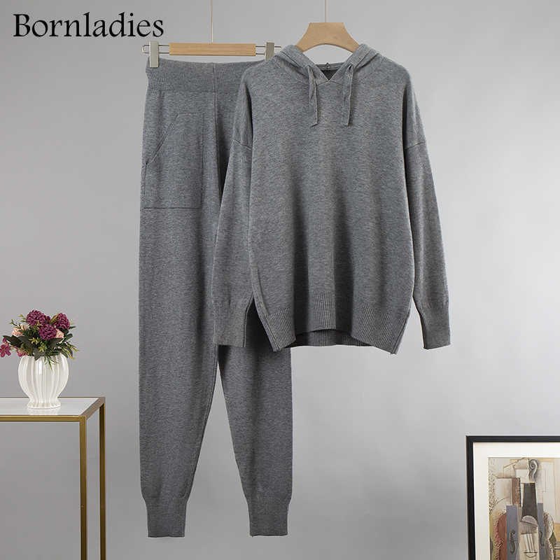 Bornladies Autumn Winter Cashmere Thicken Hooded Sweater and Harem Pants 2 Piece Set Outfits Women Knitted Two Piece Tracksuits, White
Bornladies Autumn Winter Cashmere Thicken Hooded Sweater and Harem Pants 2 Piece Set Outfits Women Knitted Two Piece Tracksuits, White
