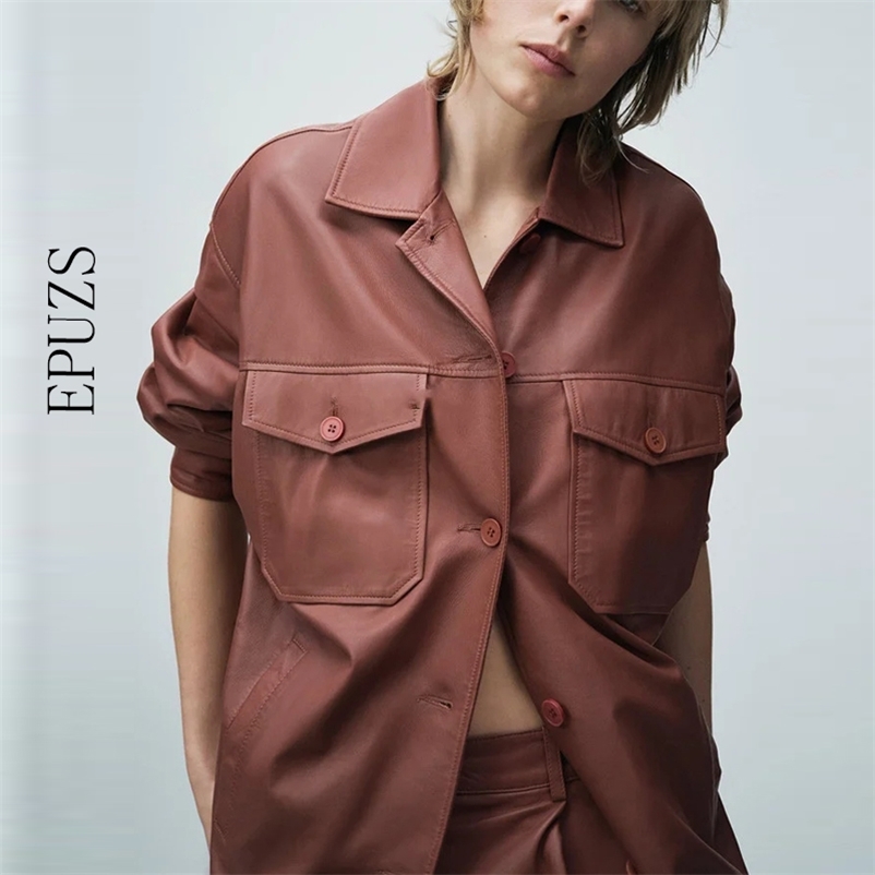 Fashion Faux Leather Jacket Women PU jacket long sleeve button biker Coats winter Female Motorcycle Outerwear 210521, Red
Fashion Faux Leather Jacket Women PU jacket long sleeve button biker Coats winter Female Motorcycle Outerwear 210521, Red