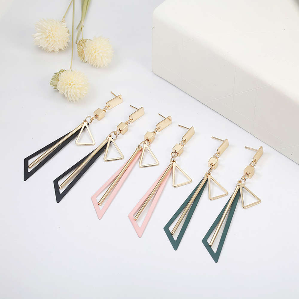 earrings Korean creative geometric temperament simple atmosphere color Triangle Earrings women fashion long earrings, Golden
earrings Korean creative geometric temperament simple atmosphere color Triangle Earrings women fashion long earrings, Golden