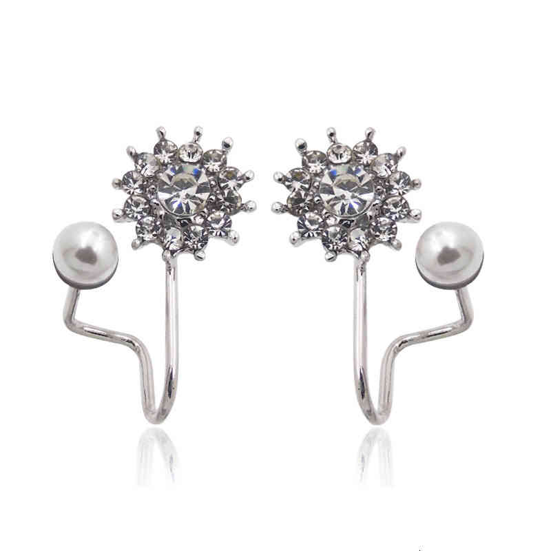 Charms Ear Stud Clip Rings Japan and South Korea Daisy Flower Back Hanging Horse Eye Branches Snow