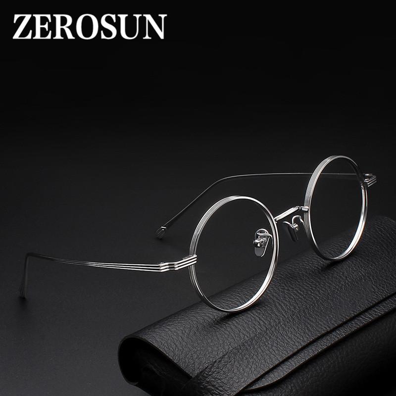 Fashion Sunglasses Frames Zerosun Titanium Eyeglasses Men 45mm Small Round Glasses Frame Man Nerd High Quality Brand Spectacles For Optic Po
Fashion Sunglasses Frames Zerosun Titanium Eyeglasses Men 45mm Small Round Glasses Frame Man Nerd High Quality Brand Spectacles For Optic Po