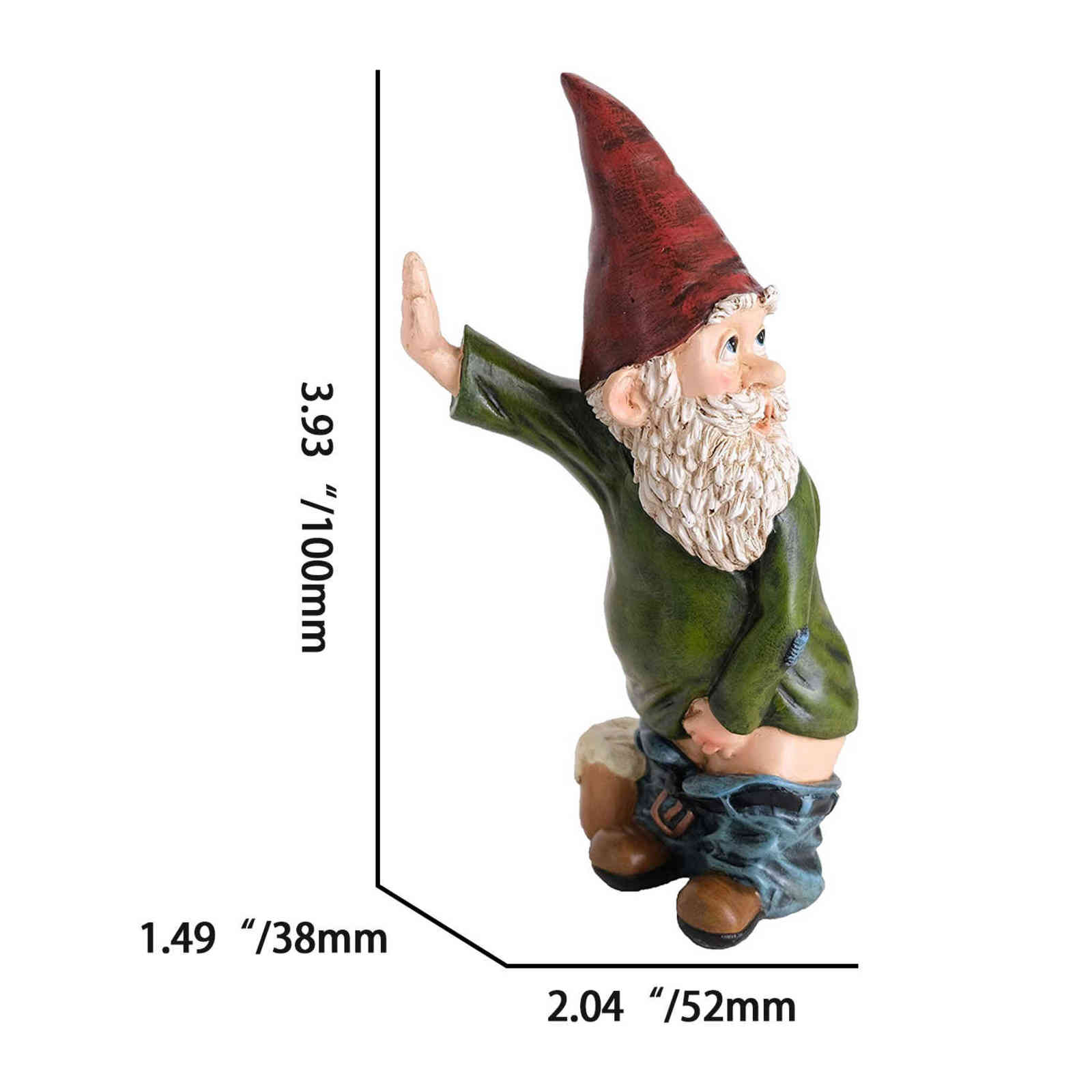 Cartoon Old Man Figurines with White Beard Funny Peeing Dwarf Statue Crafts Gift Ornaments Home Garden Decoration 211108