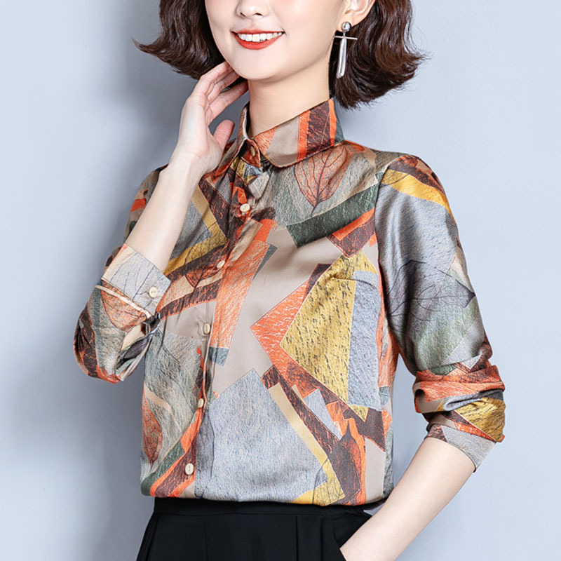 Womens And Blouses Long Sleeve Tops OL Chiffon Blouse Shirts Korean Top Button Printing Floral Blusas Feminias 7921 50 210415