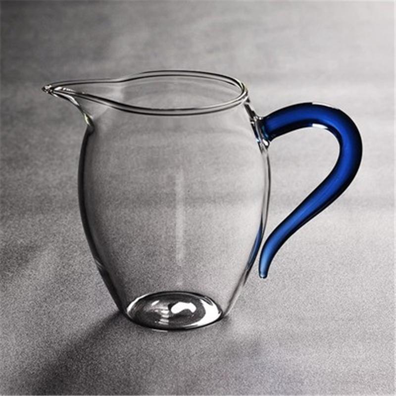 Cups Saucers Thickened Glass Fair Cup Heat-resistant Tea Separator Colour Belt Handle Haikungfu Ceremony Set Accessories