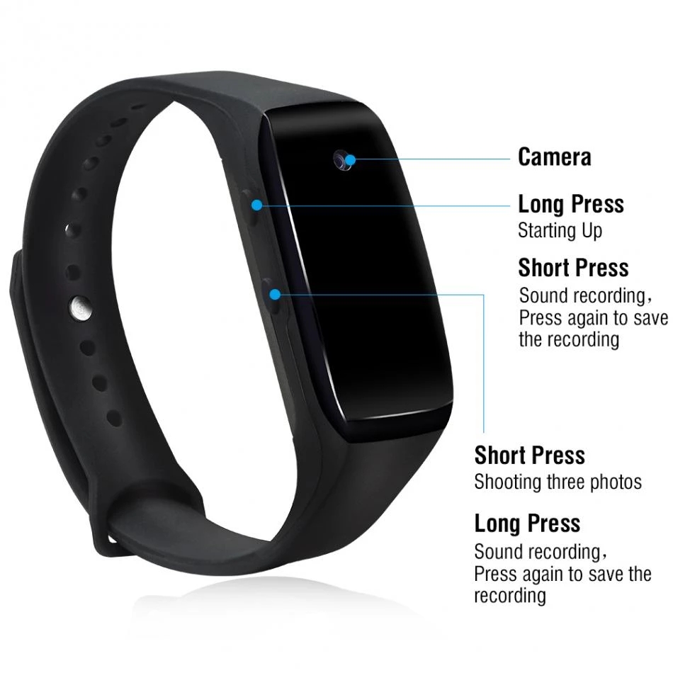 HD 1080P Camcorder Smart Bracelet Camera Mini secret Wristband Wearable Device Cam DVR voice video recorder