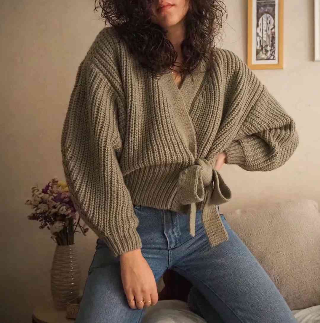 Sexy v neck kntted cardigan women long sleeve bow sweater korean fashion green sweaters fall clothes 210521