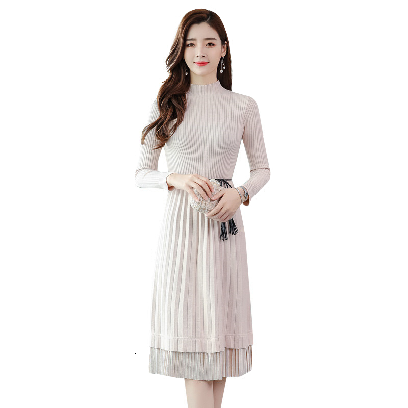 Casual Dresses Spring Autumn Long Women Knit Pleated Sweater Sleeve Slim Ladies Elegant Knitted J1B9, Apricot
Casual Dresses Spring Autumn Long Women Knit Pleated Sweater Sleeve Slim Ladies Elegant Knitted J1B9, Apricot