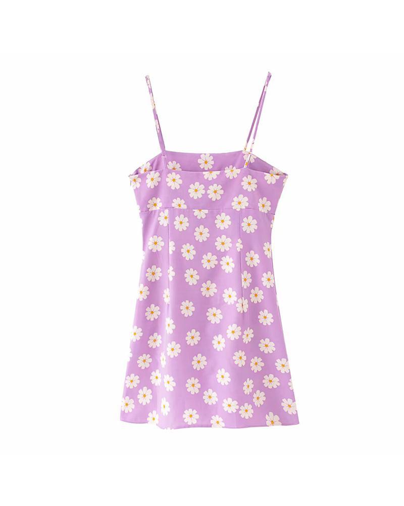 Summer Women Daisy Floral Print Mini Dress Sleeveless Ladies Slim Fit Sexy Print Dress Off Shoulder Party Dress Female New 210415