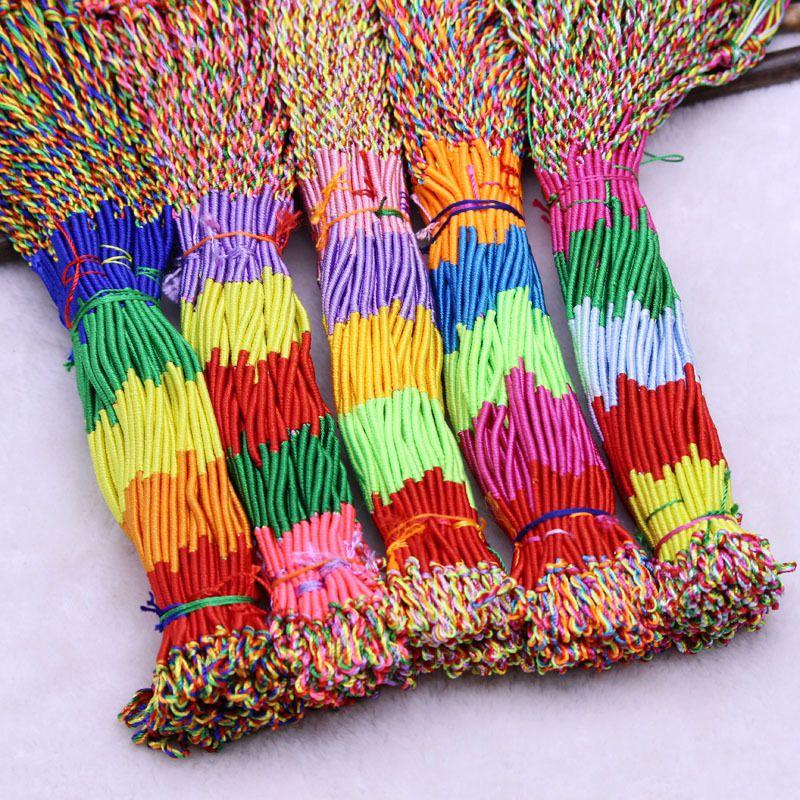 100pcs/set Girls Colorful Bracelet Colorful Line Hand-woven Handmade Bracelet Jewelry Good Wish for Kids Men Women Gift