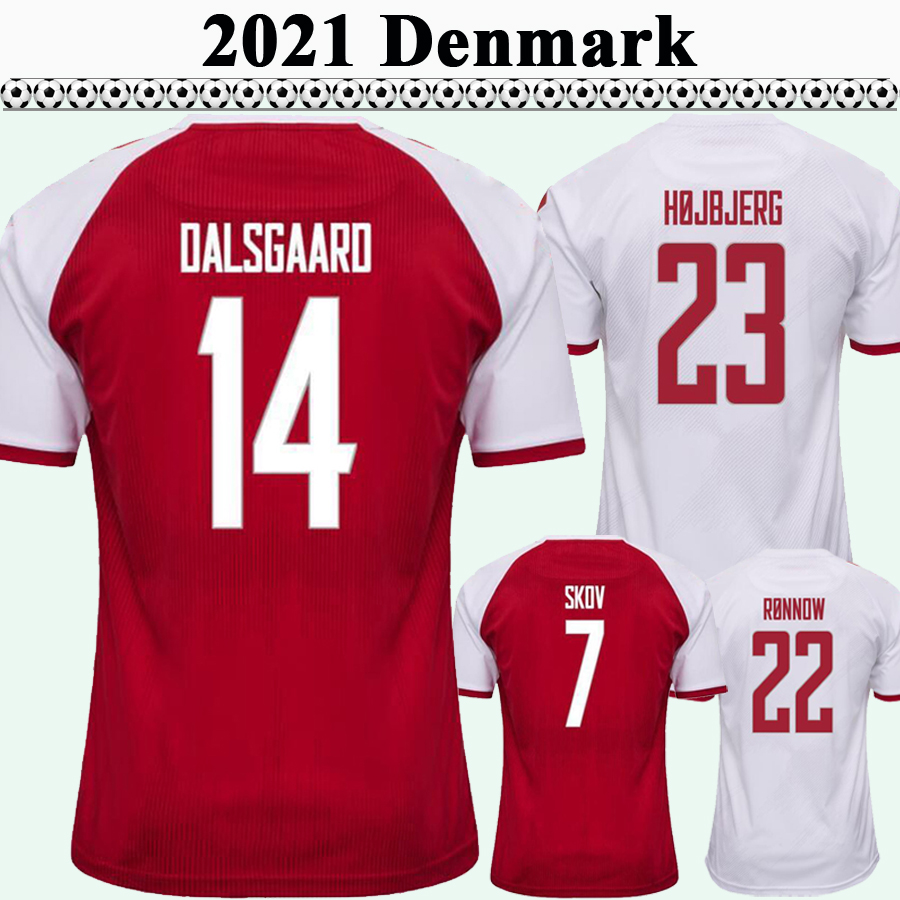 2021 DELANEY BRAITHWAITE DOLBERG Mens Soccer Jerseys Denmark National Team WRKSEN HOJBJERG Home Away Football Shirt Uniforms