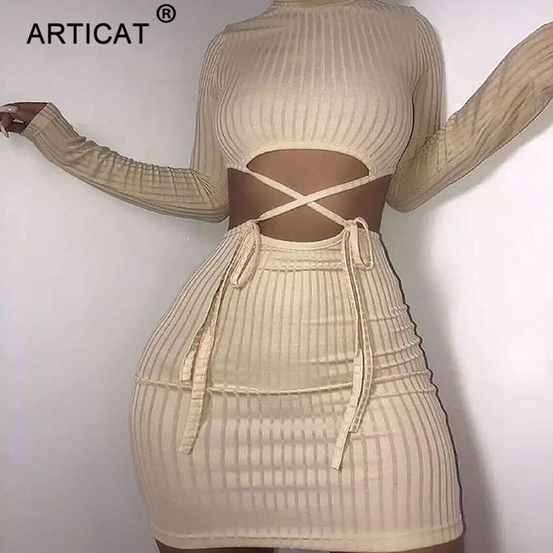 Articat Ribbed Hollow Out O Neck Drawstring Dress For Women Solid Long Sleeve Mini Dresses Skinny Partywear Female Vestidos, Black
Articat Ribbed Hollow Out O Neck Drawstring Dress For Women Solid Long Sleeve Mini Dresses Skinny Partywear Female Vestidos, Black