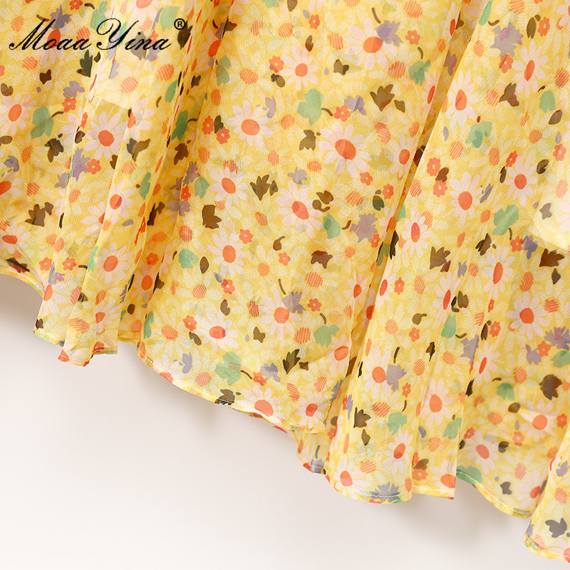 Bohemian Women's Summer Long Vacation Dress Bow tie Lantern Sleeve Floral print Chiffon Elegant Party 210524