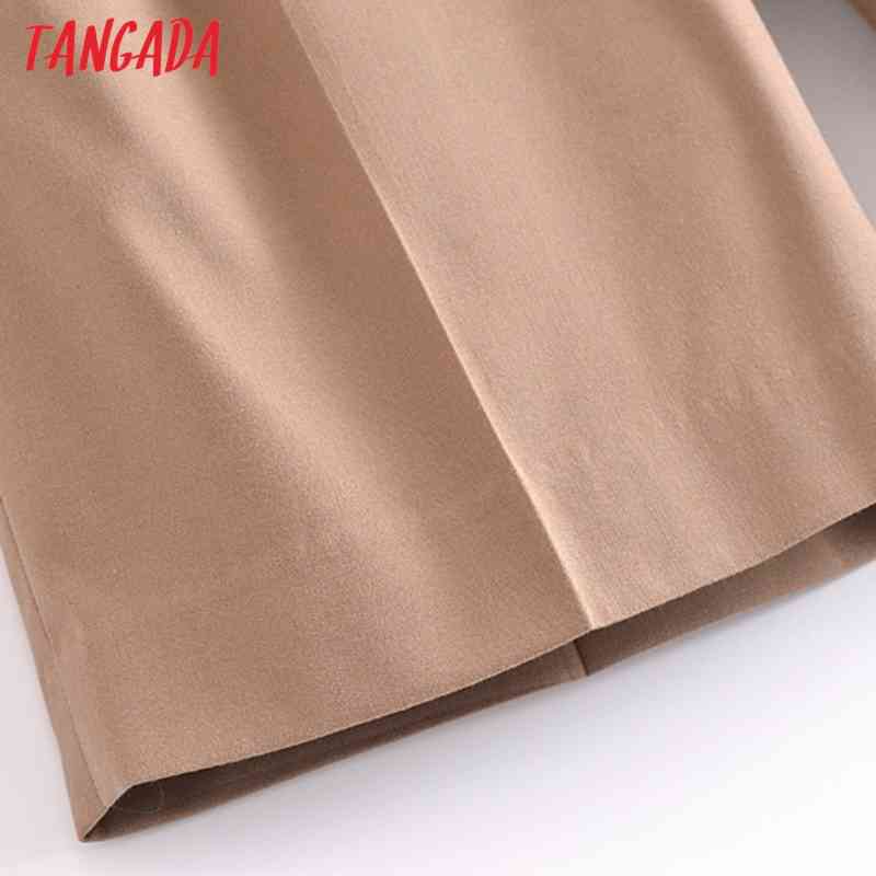 Women Elegant Solid Khaki Side Zipper Pockets Vintage OL Shorts Pantalones 3H265 210416