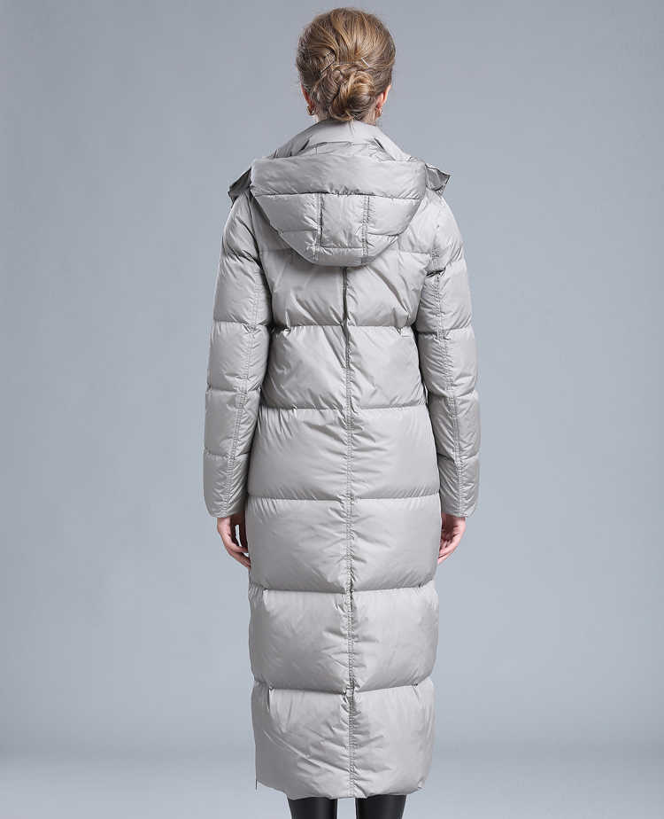 Women's winter clothing puffer zipper down coat big size 4XL black gray navy blue thick warm large size long down jacket 210901