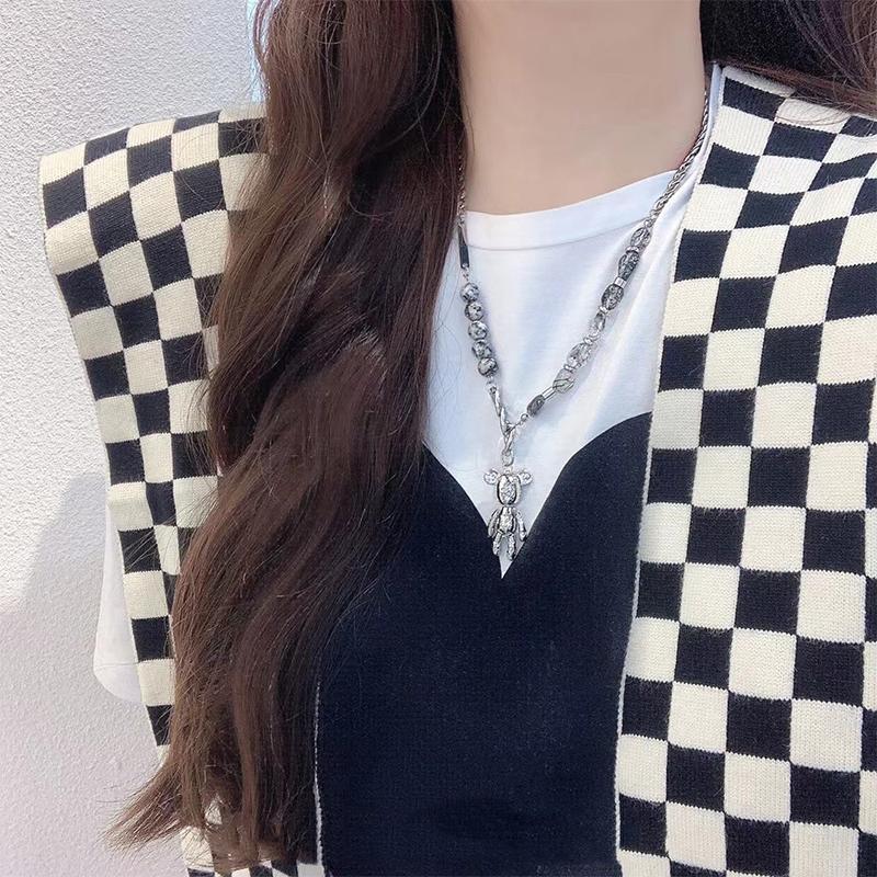 Chains 2021 -selling Graffiti Violence Activity Bear Natural Stone Titanium Steel Non-fading Double-layer Necklace, Silver
Chains 2021 -selling Graffiti Violence Activity Bear Natural Stone Titanium Steel Non-fading Double-layer Necklace, Silver