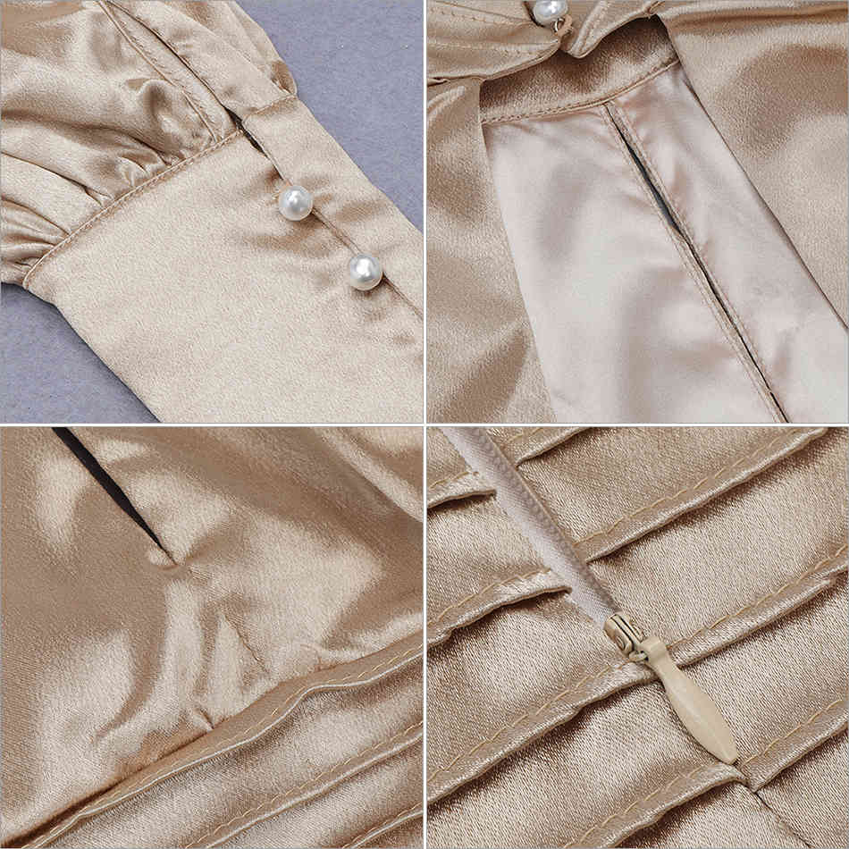 Winter Women Apricot Backless Bodycon Club Dress Sexy Hollow Out Lantern Long Sleeve Celebrity Runway Party 210423