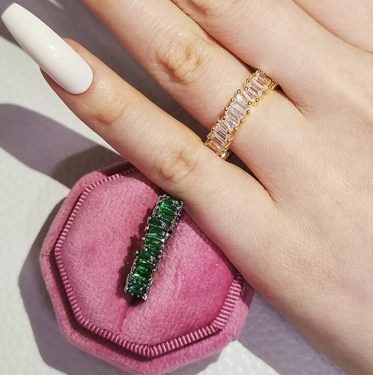 Choucong Sterg Sier Princess Cut Multicolor CZ Eternity Ring