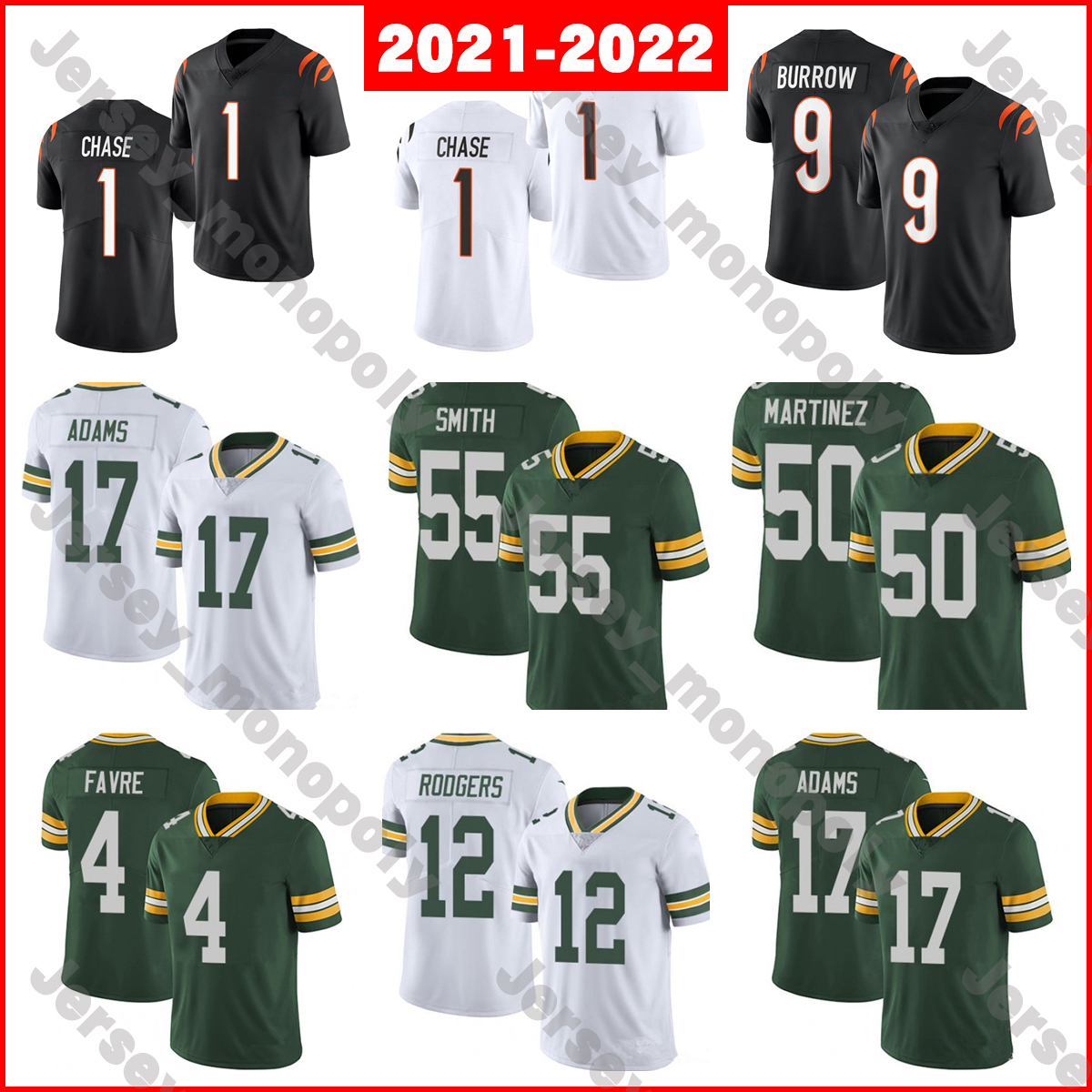 2021 1 JaMarr Chase 9 Joe Burrow Football Jersey 4 Brett Favre 17 Davante Adams 26 Darnell Savage Jr 12 Rodgers 33 Aaron Jones 50 Martinez 55 Smith, As
2021 1 JaMarr Chase 9 Joe Burrow Football Jersey 4 Brett Favre 17 Davante Adams 26 Darnell Savage Jr 12 Rodgers 33 Aaron Jones 50 Martinez 55 Smith, As