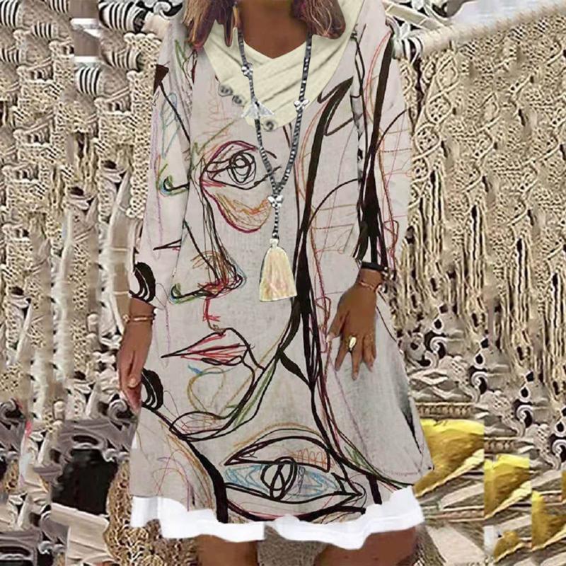 Casual Dresses Fake Two Piece For Womens Loose Button Pile Collar Flower Print Long Sleeve Vintage Dress Kobieta Sukienka Women, Black;gray
Casual Dresses Fake Two Piece For Womens Loose Button Pile Collar Flower Print Long Sleeve Vintage Dress Kobieta Sukienka Women, Black;gray