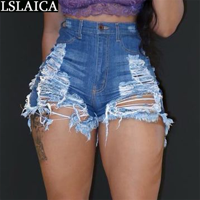 Women's Fashion Ripped Jeans Shorts with Holes Sexy Clubwear Placket Zipper Arrival Casual Women 210515