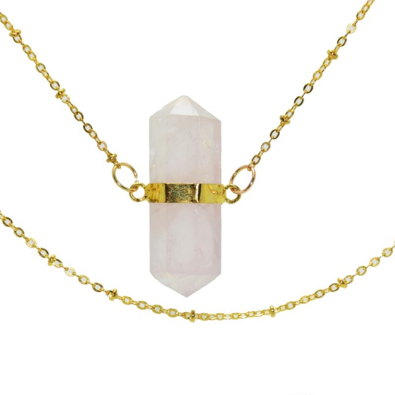 Pendant Necklaces 1pc Pink Faceted Column Natural Stone Hexagonal Connector Chain Necklace Rose Crystal Quartz For Women Gift
Pendant Necklaces 1pc Pink Faceted Column Natural Stone Hexagonal Connector Chain Necklace Rose Crystal Quartz For Women Gift