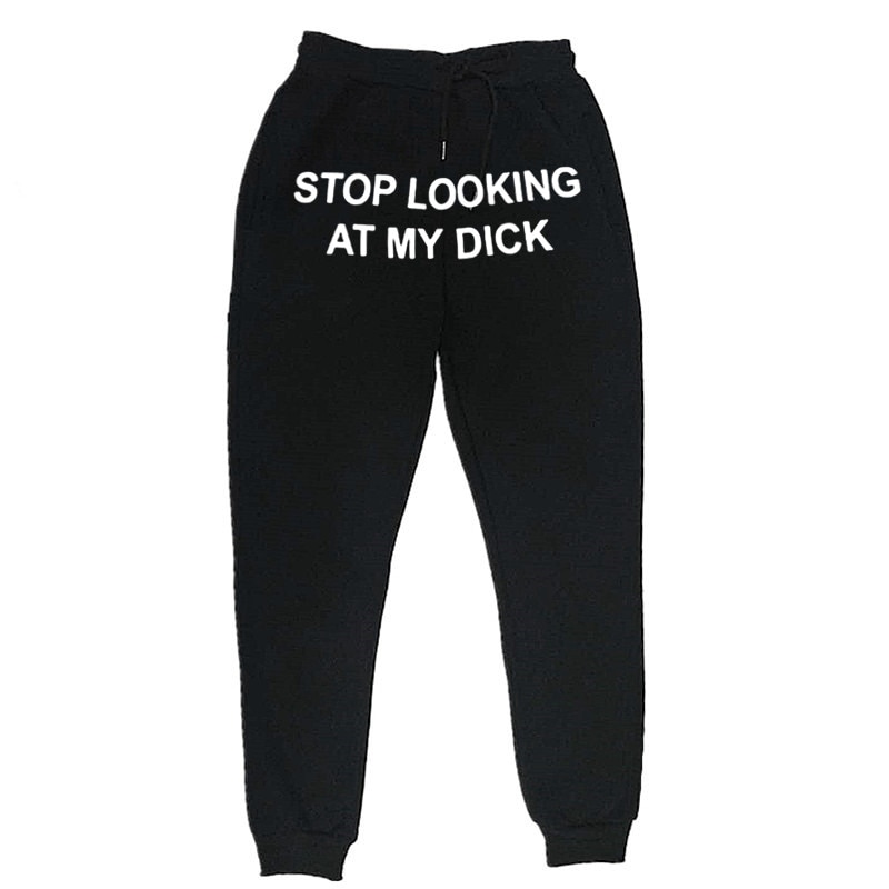 Men Women Joggers Sweat Pants Stop Looking At My Dick Sweatpants Hip Hop Print High Waist Trousers Streetwear Sweatpants Hippie, Black
Men Women Joggers Sweat Pants Stop Looking At My Dick Sweatpants Hip Hop Print High Waist Trousers Streetwear Sweatpants Hippie, Black
