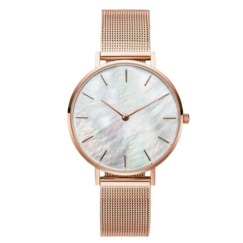 Wristwatches 2021 Drop Women Simple White Shell Dial Watch Luxury Ladies Stainless Steel Mesh Belt Quartz Wrist Watches Montre Femme, Gold
Wristwatches 2021 Drop Women Simple White Shell Dial Watch Luxury Ladies Stainless Steel Mesh Belt Quartz Wrist Watches Montre Femme, Gold