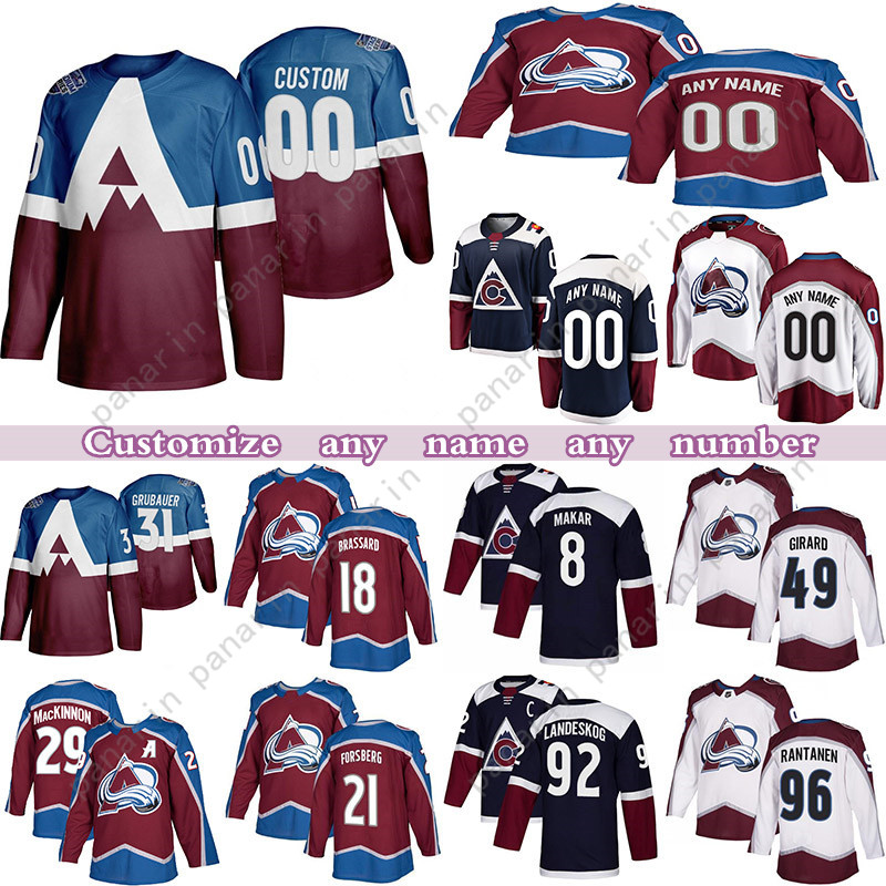 Custom Colorado Avalanche Hockey Jerseys 29 Nathan MacKinnon 8 Cale Makar 17 Tyson Jost 21 Forsberg and Number Any Name, Black;red
Custom Colorado Avalanche Hockey Jerseys 29 Nathan MacKinnon 8 Cale Makar 17 Tyson Jost 21 Forsberg and Number Any Name, Black;red