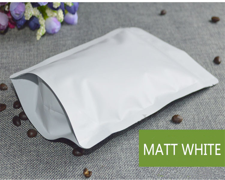 Thick Matte White Aluminum Foil Zip Lock Bag Stand up Resealable Coffee Powder Nuts Tea Snack Biscuits Xmas Gifts Packaging Pouches Support Custom Pri