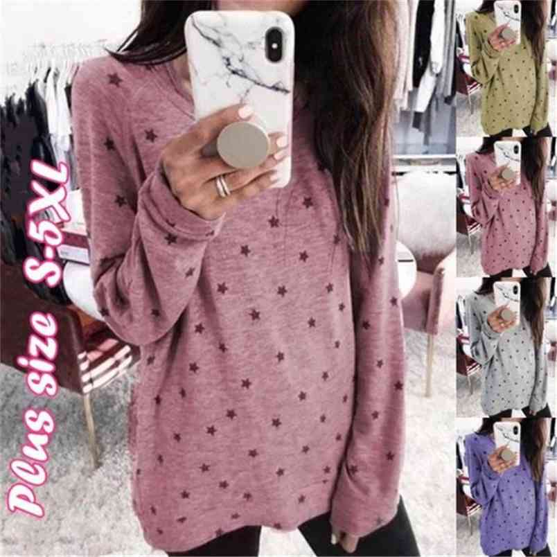 Fashion Winter Sweet Temperament Pullover Round Neck Loose Women T-shirt Female Casual Long Sleeve Pentagram Print T Shirt 210517, Gray
Fashion Winter Sweet Temperament Pullover Round Neck Loose Women T-shirt Female Casual Long Sleeve Pentagram Print T Shirt 210517, Gray