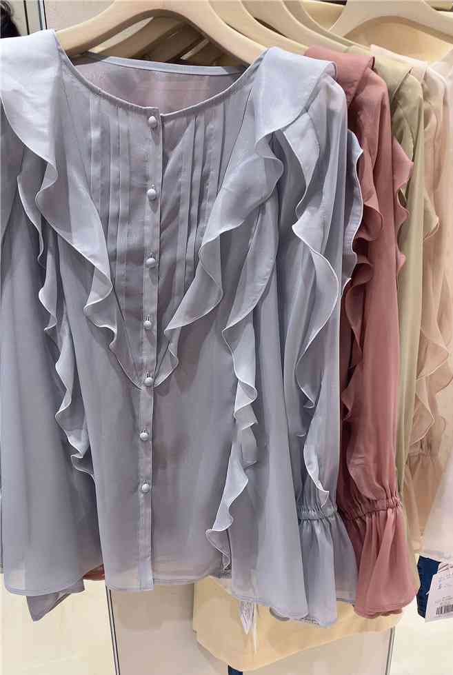 Gagarich Woman Blouses Spring Summer Japanese Style Sweet Solid Ruffles Flared Sleeves O-neck Thin Chiffon Female Shirt 210416, Beige pink
Gagarich Woman Blouses Spring Summer Japanese Style Sweet Solid Ruffles Flared Sleeves O-neck Thin Chiffon Female Shirt 210416, Beige pink