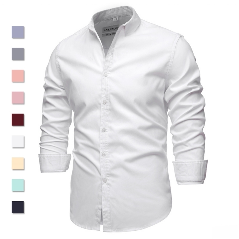 9 Colors New 100% Cotton Oxford Shirt Men Spring Casual Men Shirt Long Sleeve Slim Fit Dress Shirts Men's Social Shirt 210410