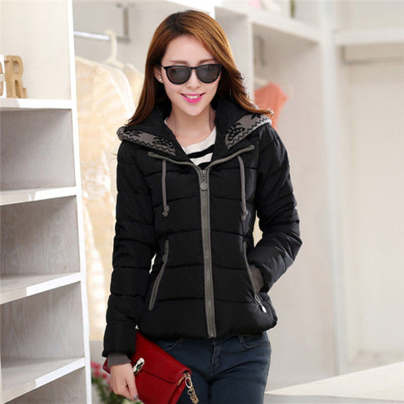 Winter Jacket Women Parkas Thicken Short Coats Casual Hooded Coat Female Slim Cotton Padded Basic Outerwears Top Quality D283 210512