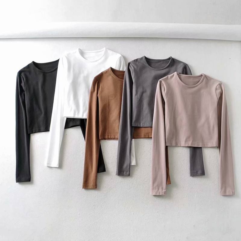 t shirt autumn and winter 2021 temperament round neck pullover long sleeve slim solid short women's wear, White
t shirt autumn and winter 2021 temperament round neck pullover long sleeve slim solid short women's wear, White